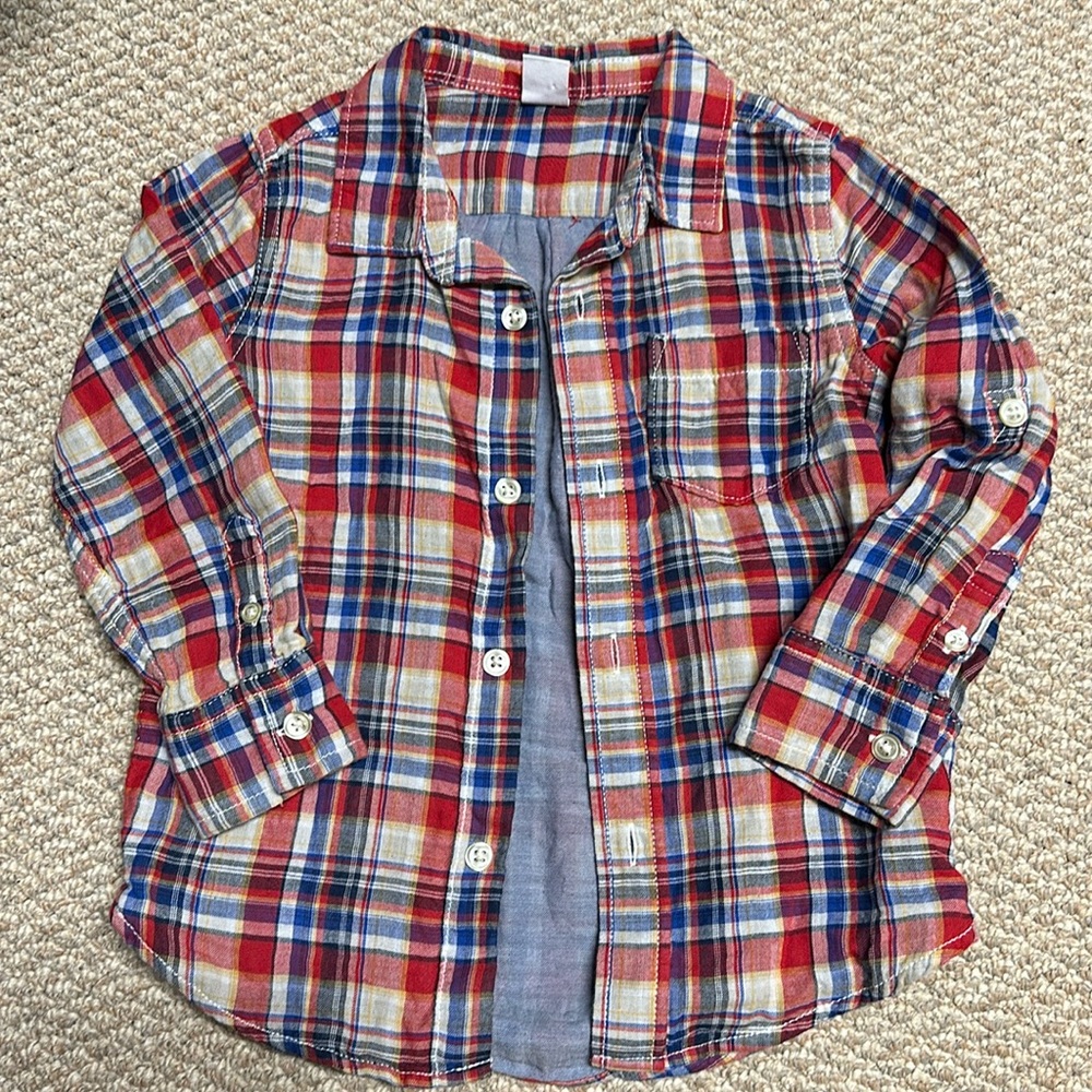 Baby Gap Button Up Long Sleeve Americana Plaid